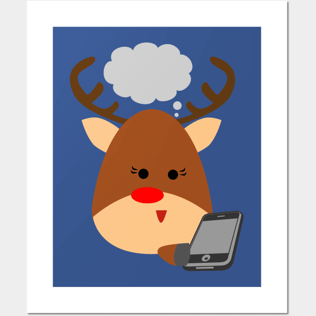 Merry Christmas Reindeer & Phone Wall Art by holidaystore